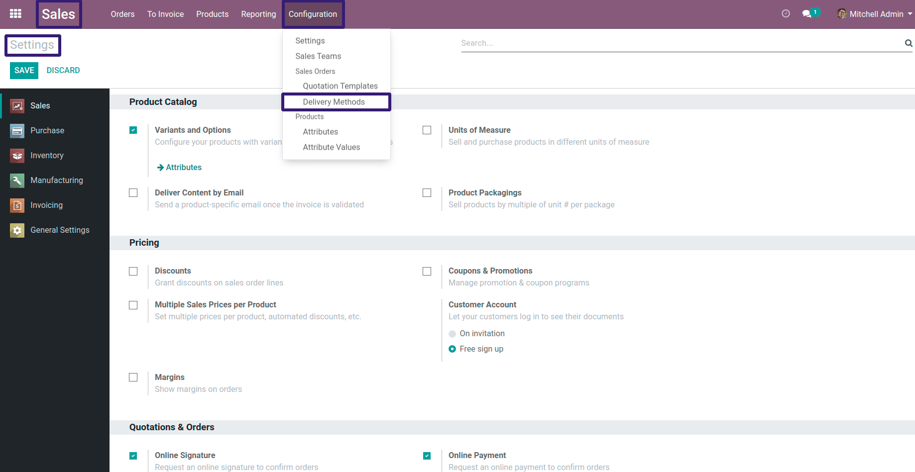 Delivery Methods In Odoo 