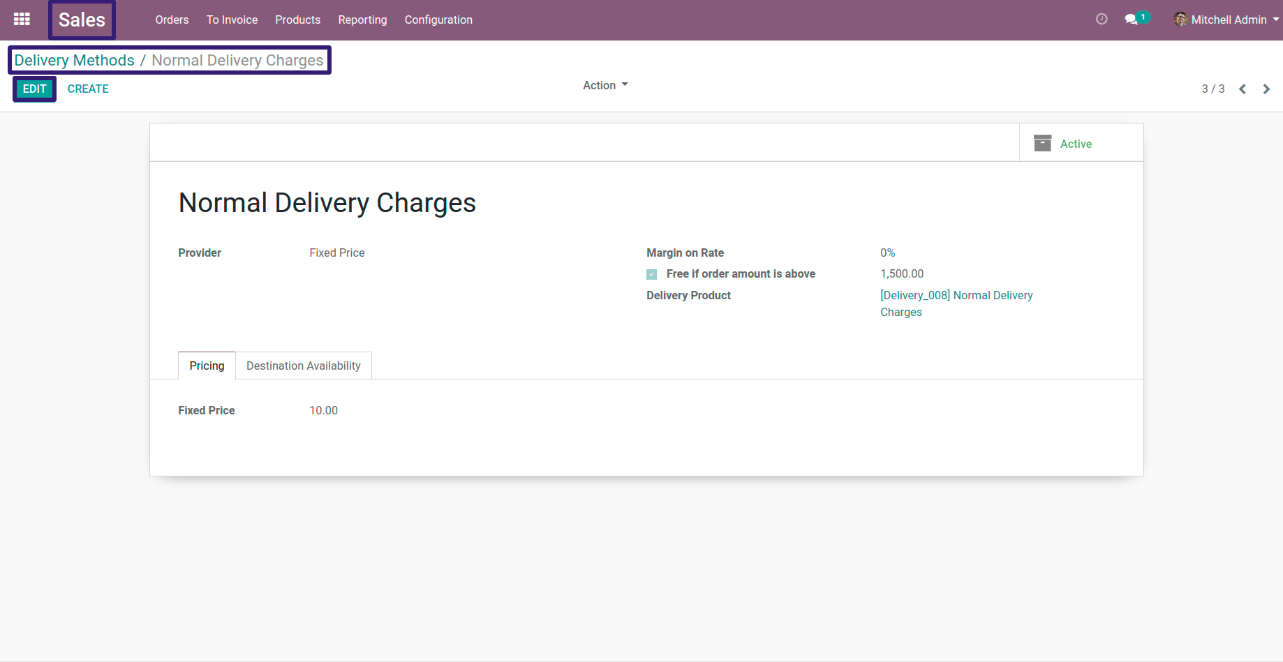 Edit the Delivery Charges In Odoo