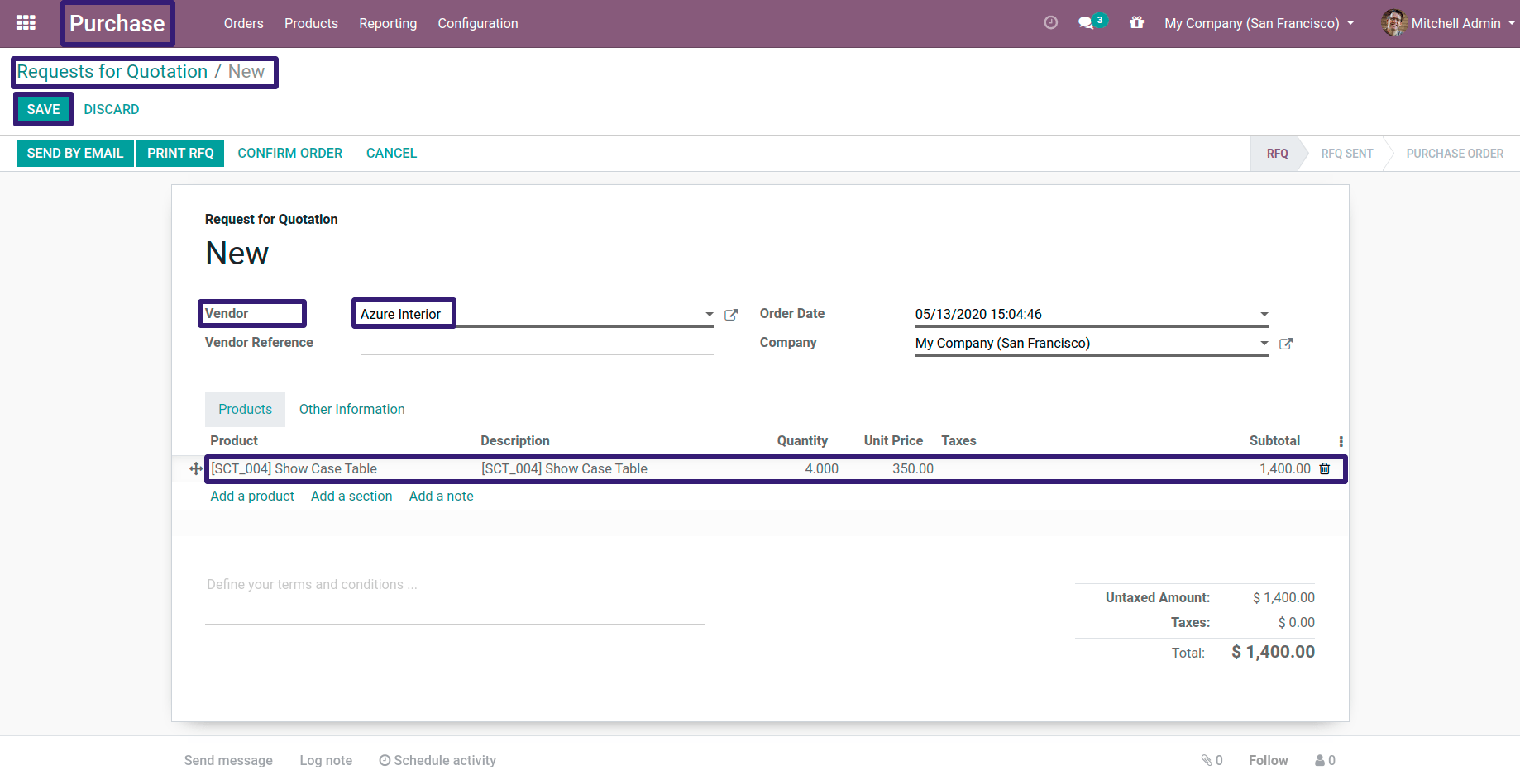 Request For Quotation In Odoo 