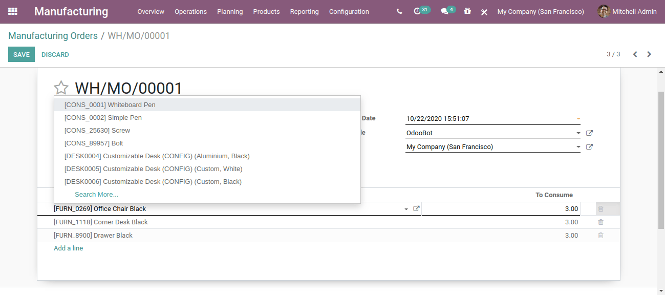 Editable Manufacturing Order In Odoo 14