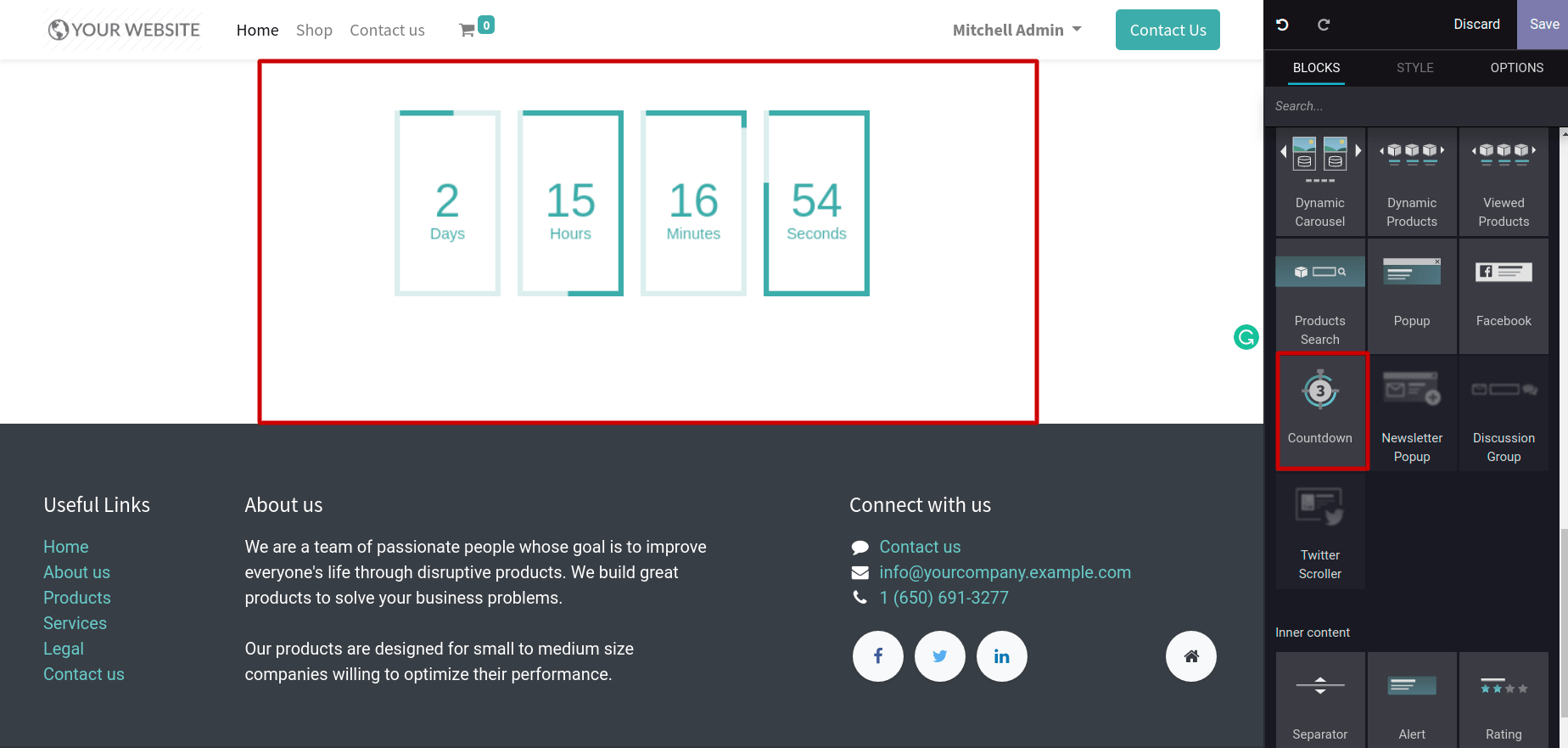 Countdown Widgets In Odoo 14