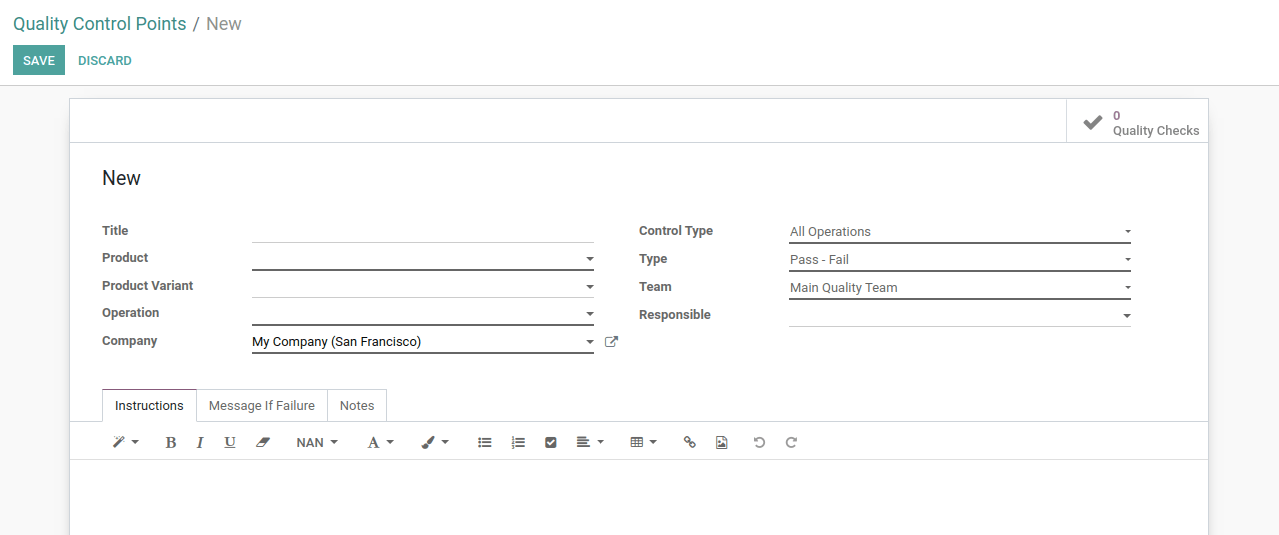 Create Quality Control Points In Odoo