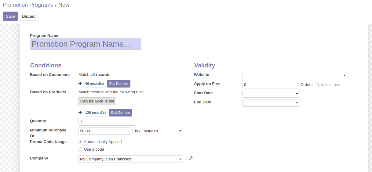 Promotion Program In Odoo 13