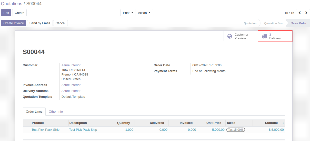 Delivery order In Odoo 13 