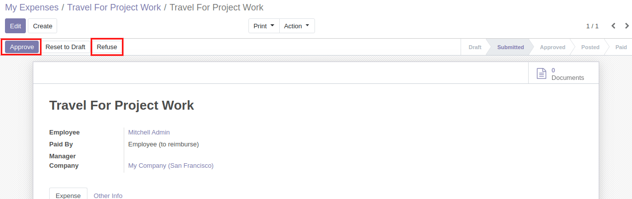 Approve Expense In Odoo 13