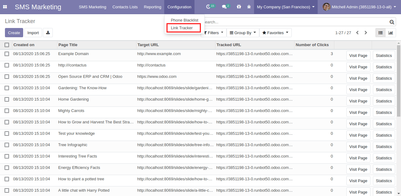 Link Tracker In Odoo 