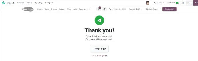 Thank you page