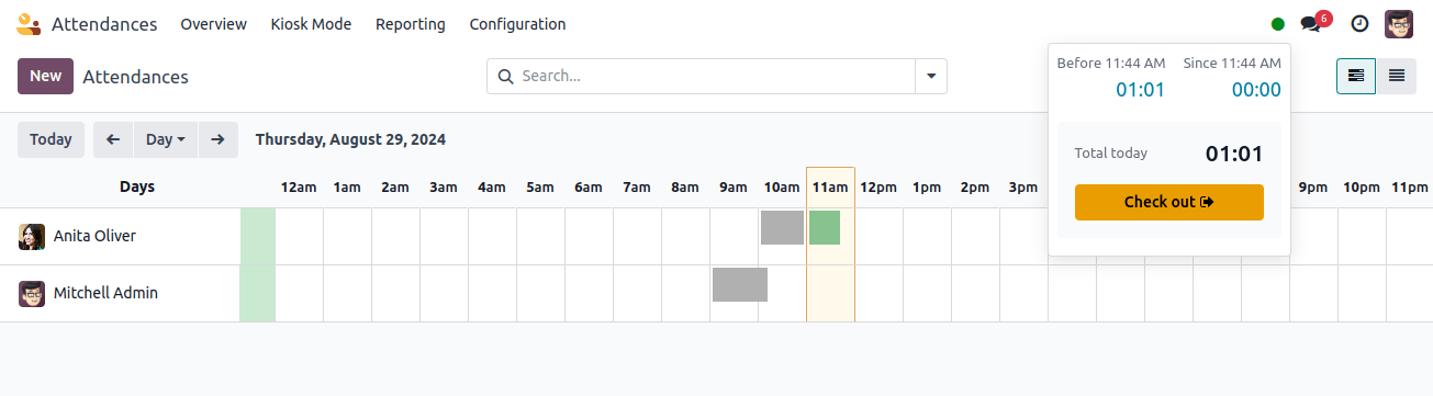 Check-In and Check-Out feature