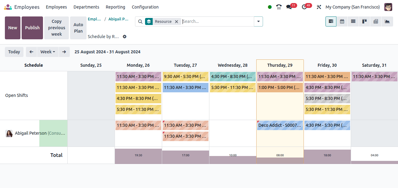 scheduled activities