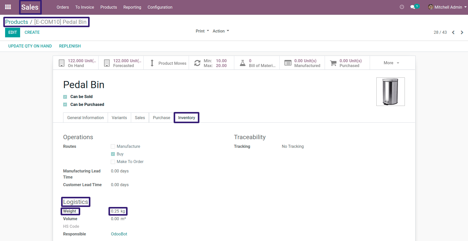 Products Inventory In Odoo 