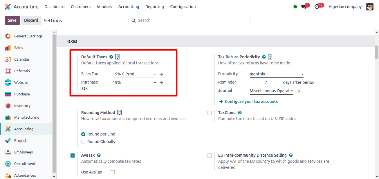 Default Taxes