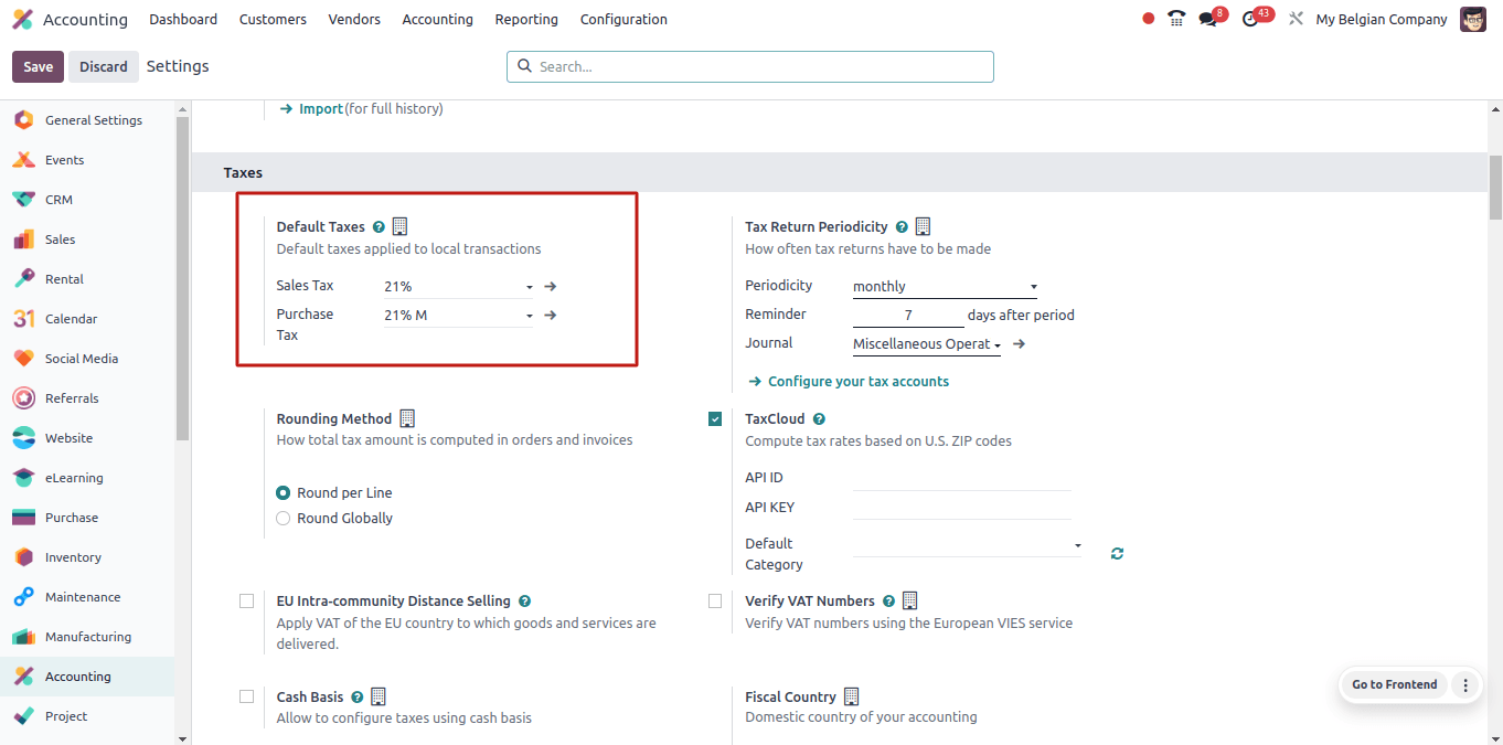 Default Taxes