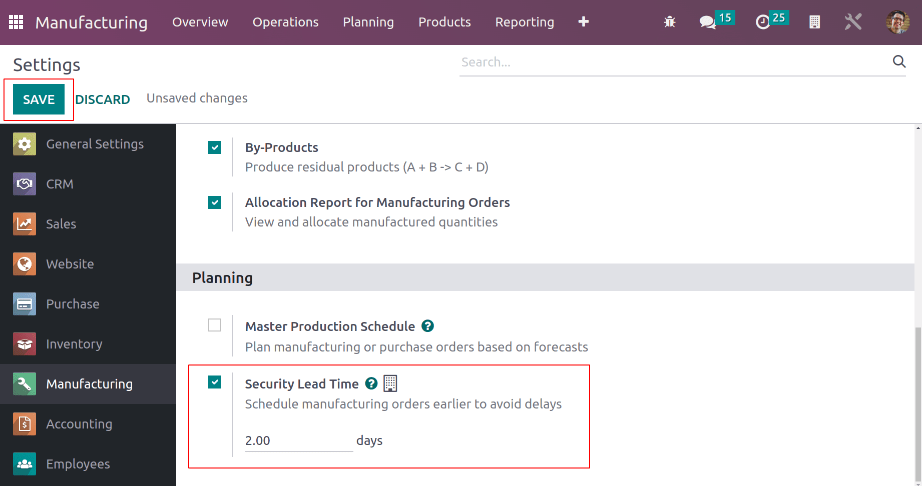 Security Lead Time Configuration