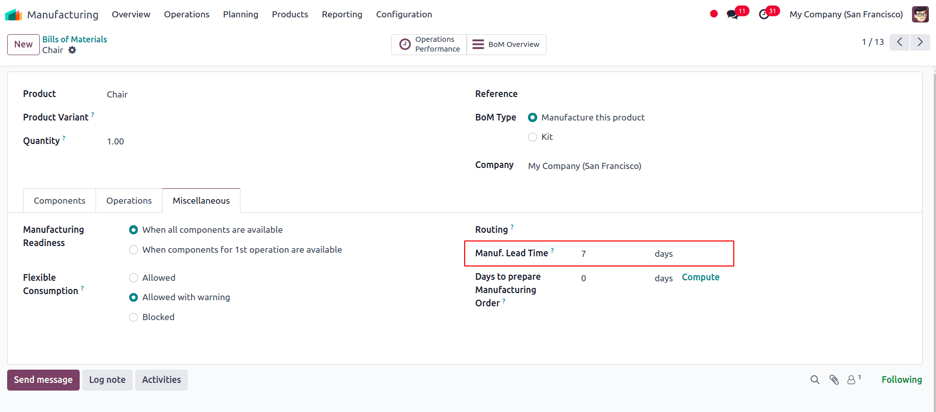 Manufacturing Lead Time Configuration