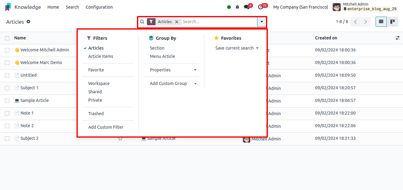 Filtering Articles