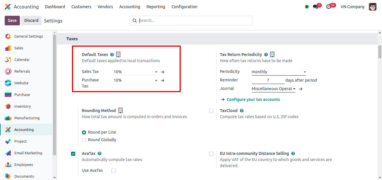 Default taxes