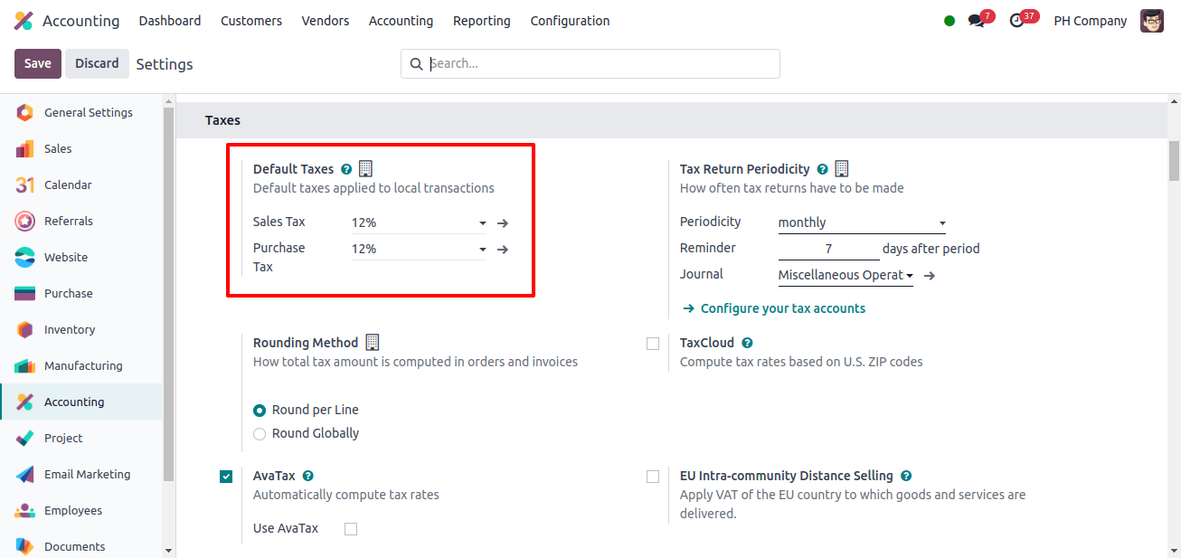 default tax