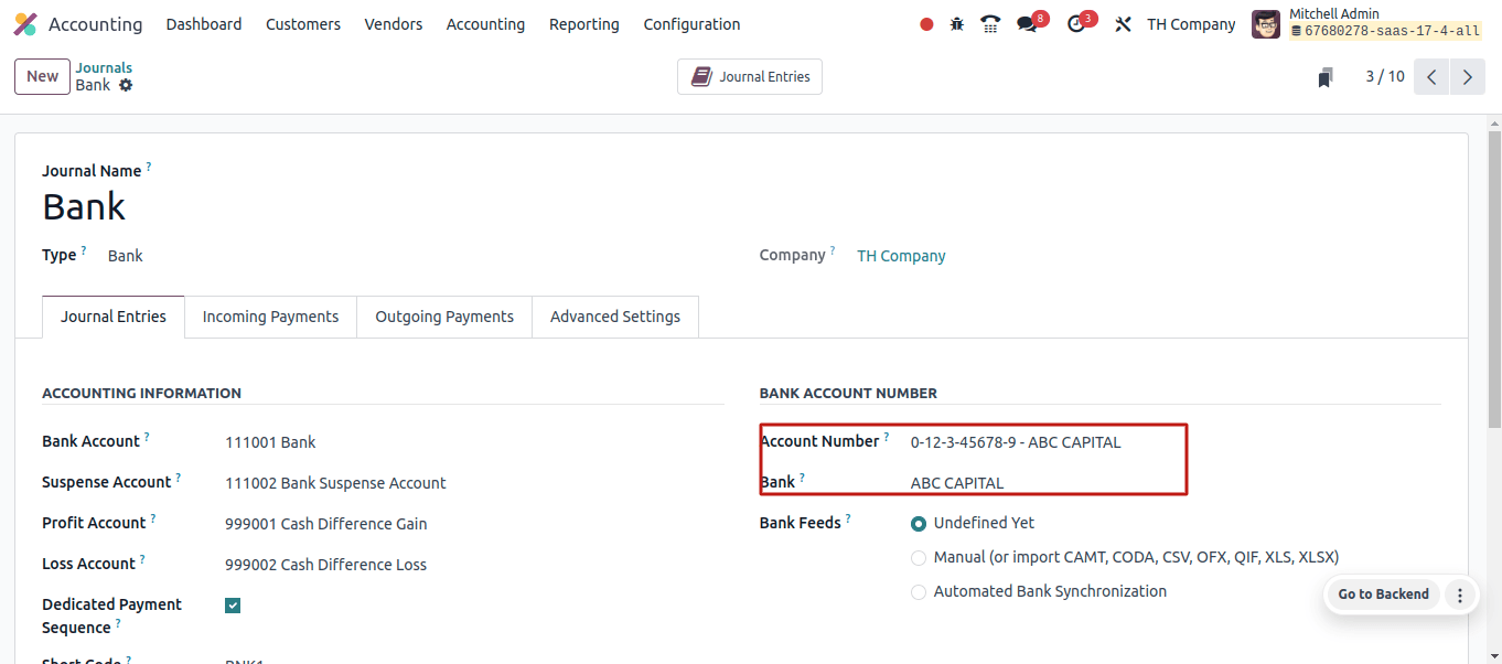 Account Number Configuration