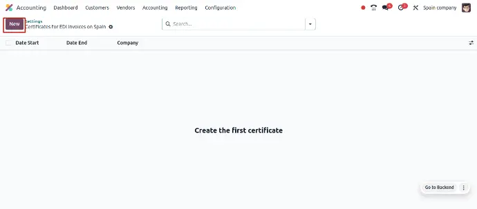 Create New Certificate