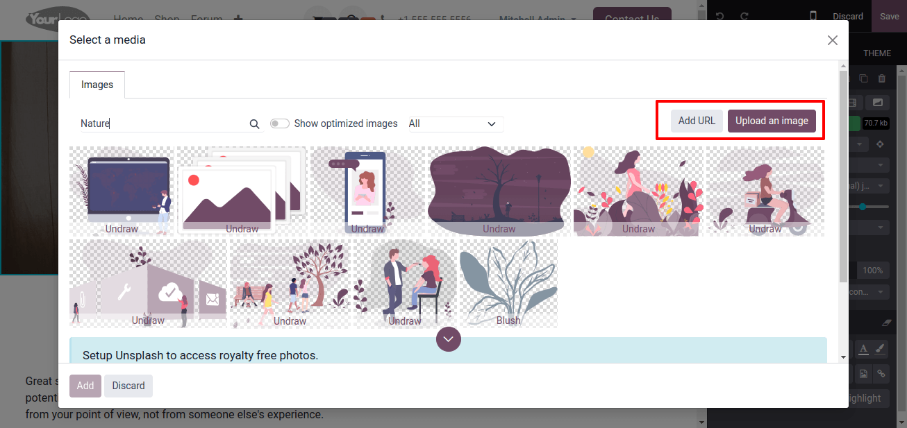  ‘Add URLb’ or ‘Upload an Image’ buttons