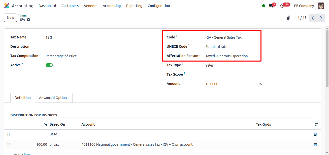 the tax setup