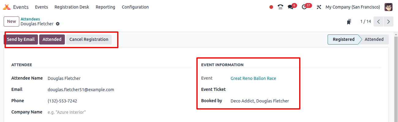 the Attended button or cancel their registration