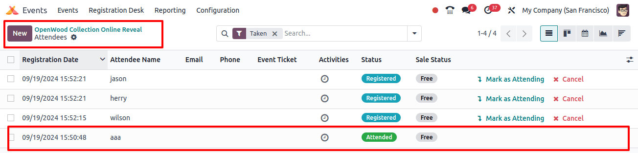 the attendee dashboard