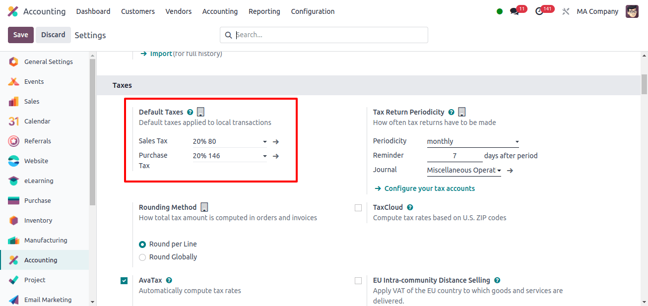 Default taxes